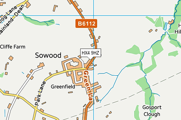 HX4 9HZ map - OS VectorMap District (Ordnance Survey)