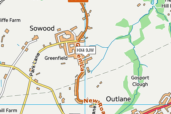 HX4 9JW map - OS VectorMap District (Ordnance Survey)