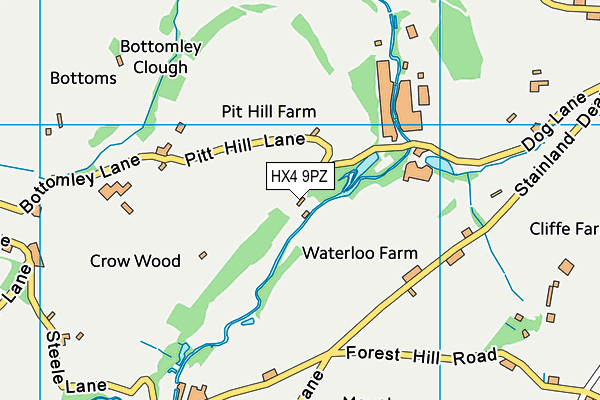 HX4 9PZ map - OS VectorMap District (Ordnance Survey)