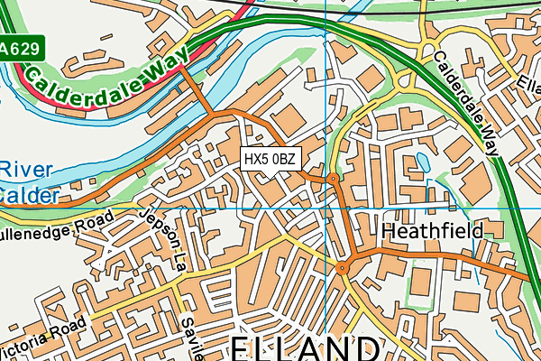 HX5 0BZ map - OS VectorMap District (Ordnance Survey)
