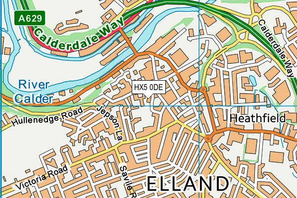 HX5 0DE map - OS VectorMap District (Ordnance Survey)