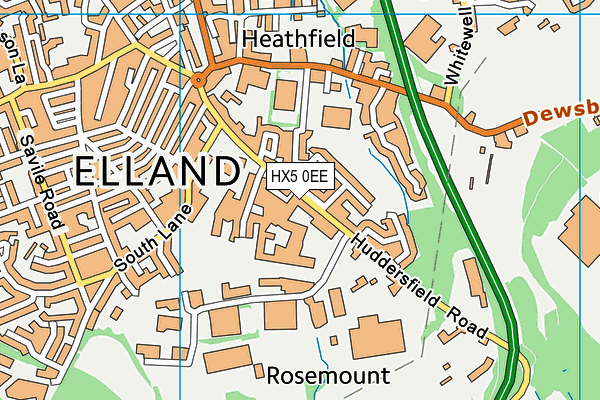 HX5 0EE map - OS VectorMap District (Ordnance Survey)