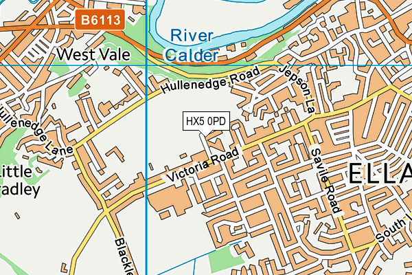 HX5 0PD map - OS VectorMap District (Ordnance Survey)