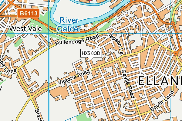 HX5 0QD map - OS VectorMap District (Ordnance Survey)