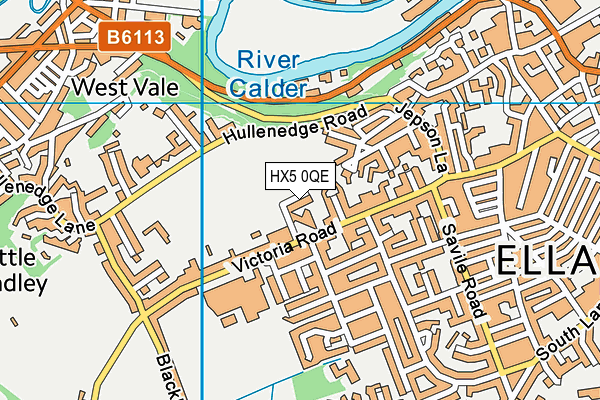HX5 0QE map - OS VectorMap District (Ordnance Survey)