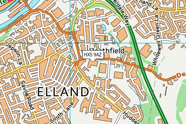 HX5 9AZ map - OS VectorMap District (Ordnance Survey)