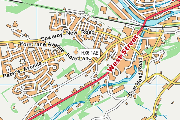 HX6 1AE map - OS VectorMap District (Ordnance Survey)