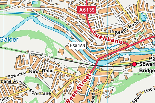 Sowerby Bridge Cricket Club map (HX6 1AN) - OS VectorMap District (Ordnance Survey)