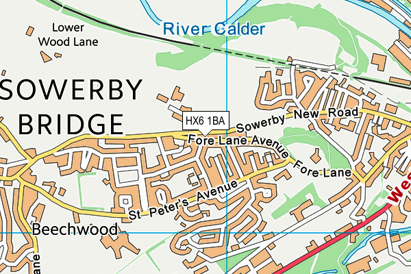 HX6 1BA map - OS VectorMap District (Ordnance Survey)