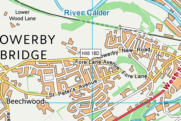 HX6 1BD map - OS VectorMap District (Ordnance Survey)