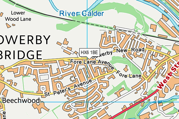 HX6 1BE map - OS VectorMap District (Ordnance Survey)