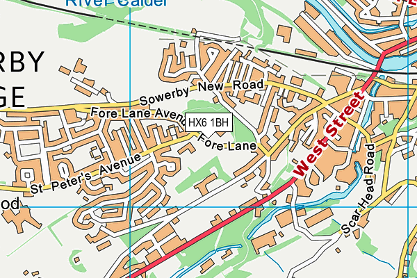 HX6 1BH map - OS VectorMap District (Ordnance Survey)