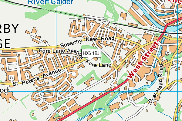 HX6 1BJ map - OS VectorMap District (Ordnance Survey)