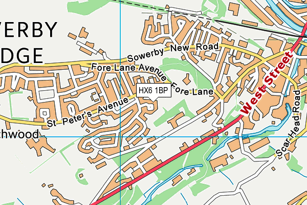 HX6 1BP map - OS VectorMap District (Ordnance Survey)