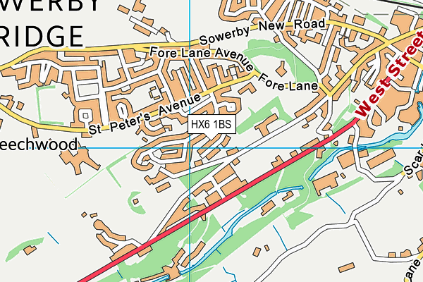 HX6 1BS map - OS VectorMap District (Ordnance Survey)
