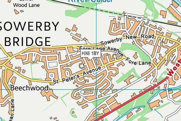 HX6 1BY map - OS VectorMap District (Ordnance Survey)