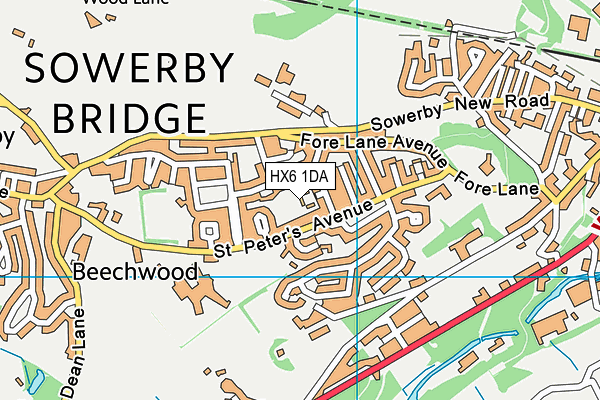 HX6 1DA map - OS VectorMap District (Ordnance Survey)