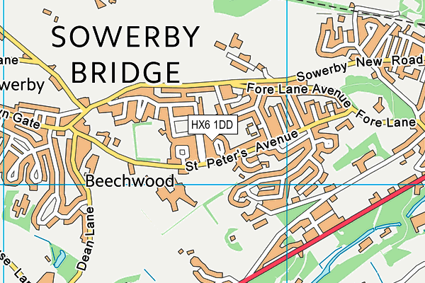 HX6 1DD map - OS VectorMap District (Ordnance Survey)