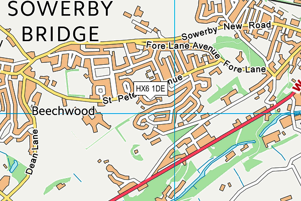 HX6 1DE map - OS VectorMap District (Ordnance Survey)