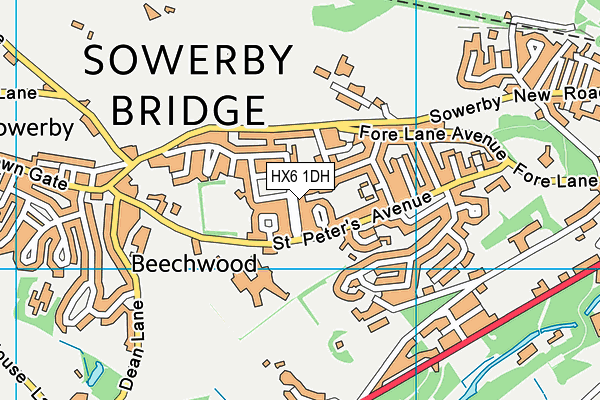 HX6 1DH map - OS VectorMap District (Ordnance Survey)