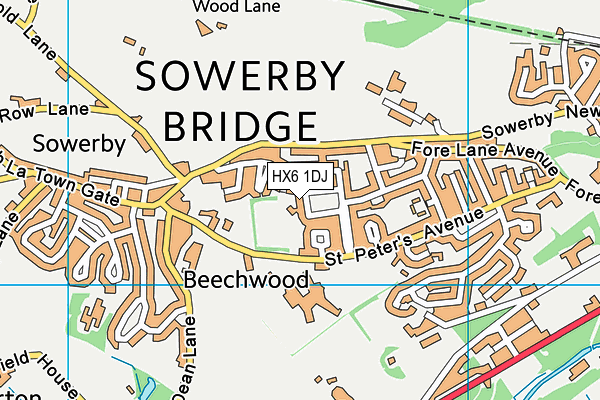 HX6 1DJ map - OS VectorMap District (Ordnance Survey)