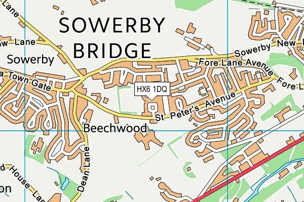 HX6 1DQ map - OS VectorMap District (Ordnance Survey)