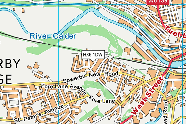 HX6 1DW map - OS VectorMap District (Ordnance Survey)