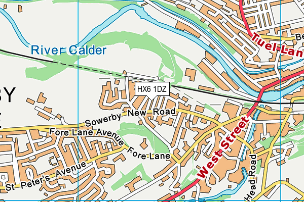 HX6 1DZ map - OS VectorMap District (Ordnance Survey)