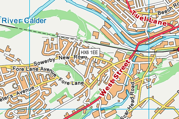 HX6 1EE map - OS VectorMap District (Ordnance Survey)