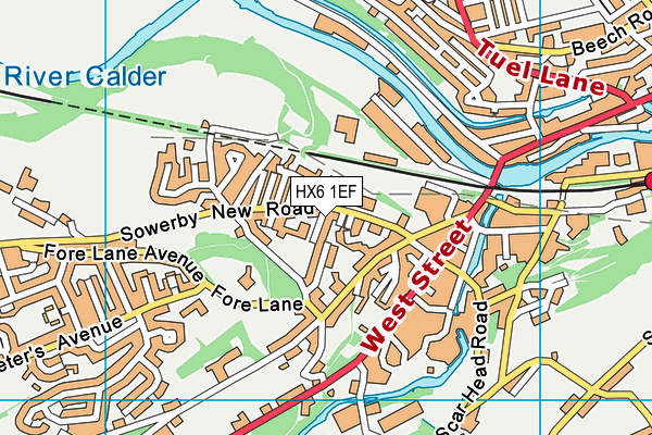 HX6 1EF map - OS VectorMap District (Ordnance Survey)