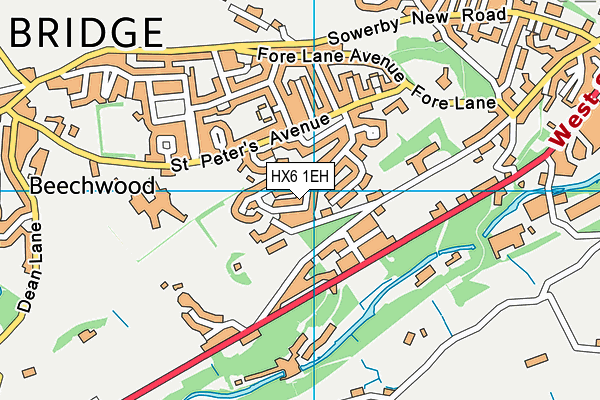 HX6 1EH map - OS VectorMap District (Ordnance Survey)