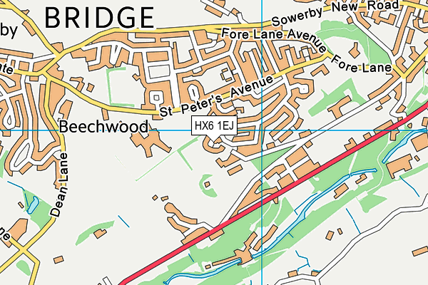 HX6 1EJ map - OS VectorMap District (Ordnance Survey)