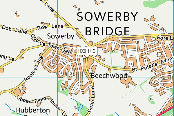 HX6 1HD map - OS VectorMap District (Ordnance Survey)