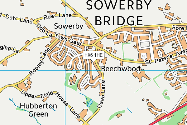 HX6 1HE map - OS VectorMap District (Ordnance Survey)