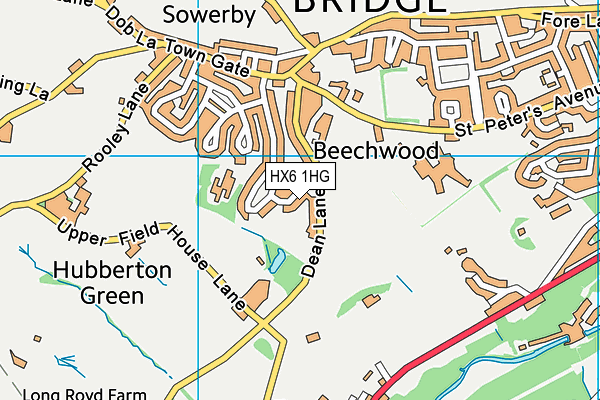 HX6 1HG map - OS VectorMap District (Ordnance Survey)