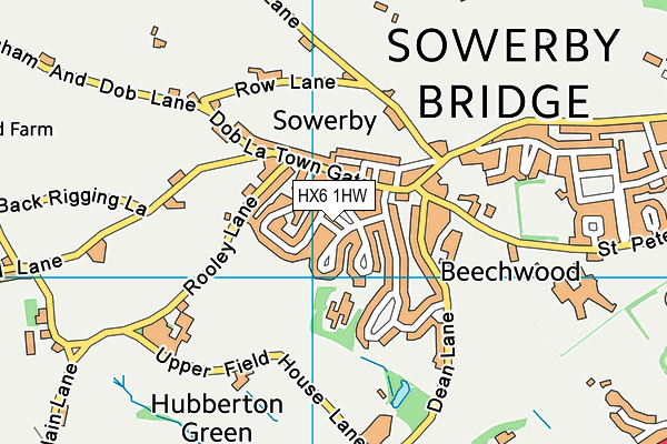 HX6 1HW map - OS VectorMap District (Ordnance Survey)