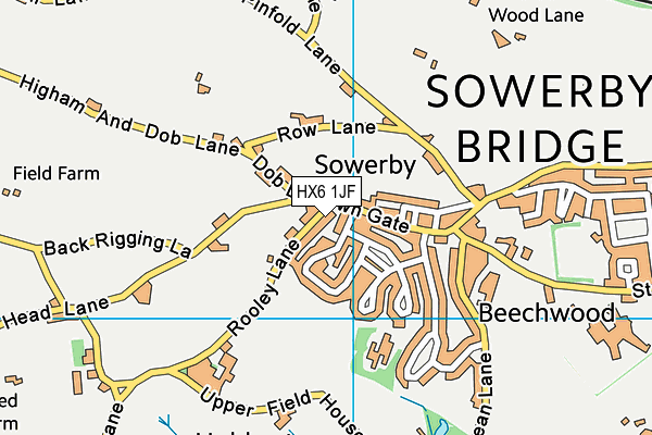 HX6 1JF map - OS VectorMap District (Ordnance Survey)