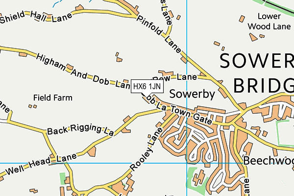 HX6 1JN map - OS VectorMap District (Ordnance Survey)