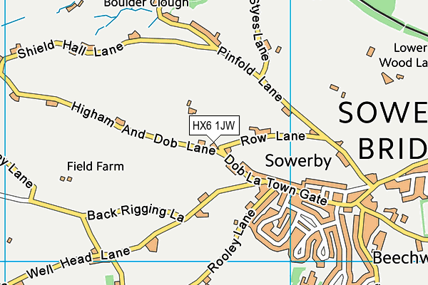 HX6 1JW map - OS VectorMap District (Ordnance Survey)