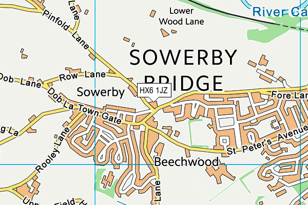 HX6 1JZ map - OS VectorMap District (Ordnance Survey)