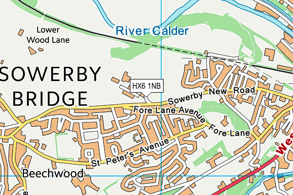 HX6 1NB map - OS VectorMap District (Ordnance Survey)