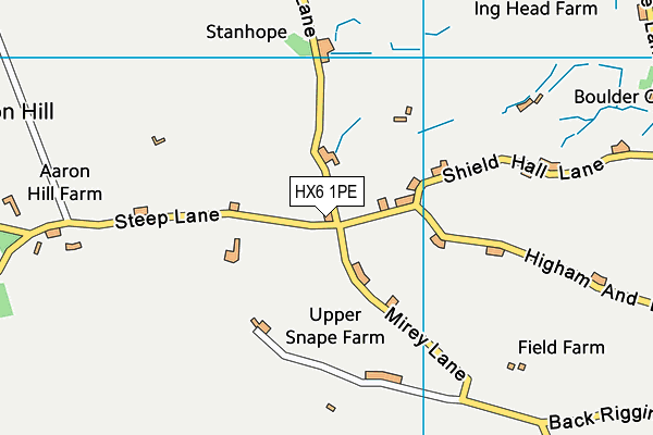 HX6 1PE map - OS VectorMap District (Ordnance Survey)