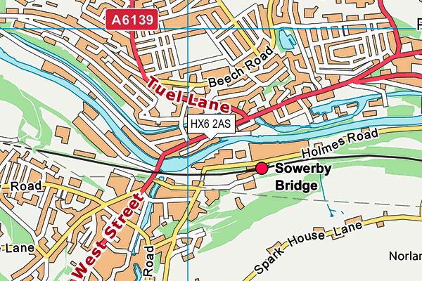 HX6 2AS map - OS VectorMap District (Ordnance Survey)