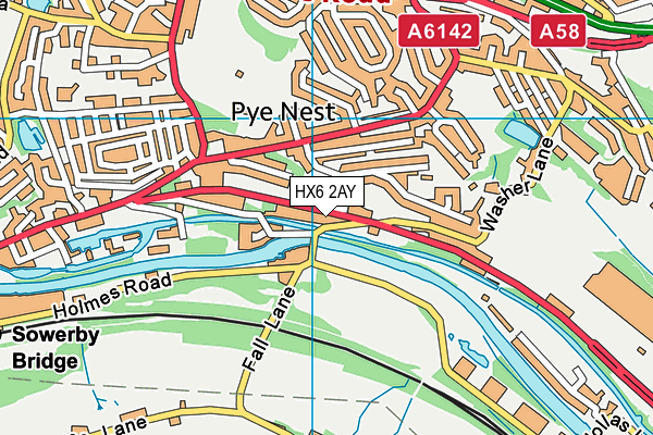 HX6 2AY map - OS VectorMap District (Ordnance Survey)