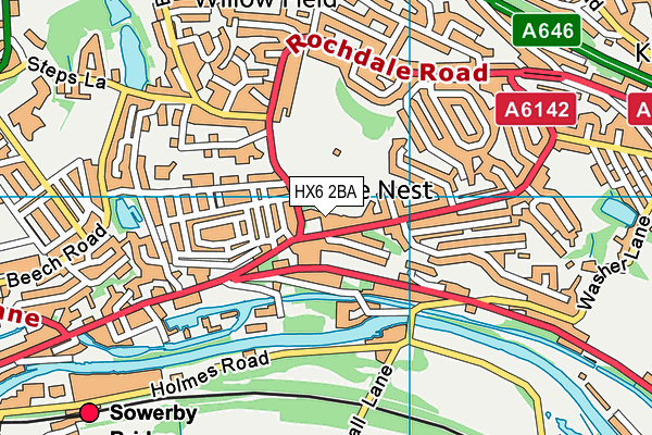 Bolton Brow Primary Academy map (HX6 2BA) - OS VectorMap District (Ordnance Survey)