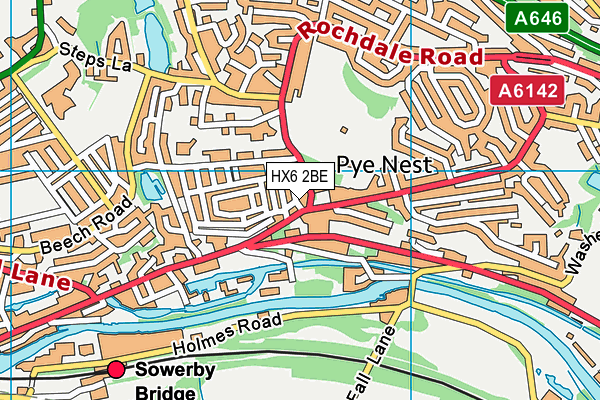 HX6 2BE map - OS VectorMap District (Ordnance Survey)