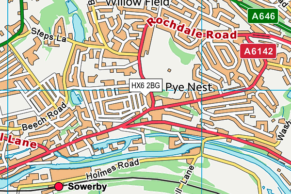 HX6 2BG map - OS VectorMap District (Ordnance Survey)