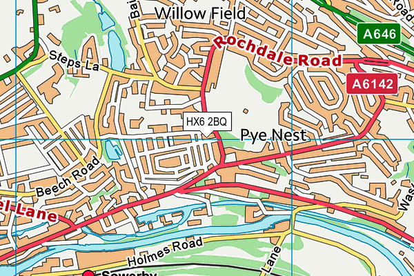 HX6 2BQ map - OS VectorMap District (Ordnance Survey)