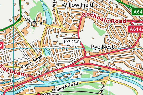 HX6 2BW map - OS VectorMap District (Ordnance Survey)