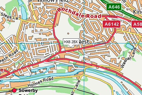 HX6 2BX map - OS VectorMap District (Ordnance Survey)